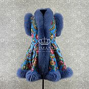 Одежда handmade. Livemaster - original item Vest with fur from Pavlovo Posad shawl. Handmade.