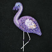 Украшения handmade. Livemaster - original item Brooch Flamingo embroidered with beads and stitch. Handmade.