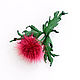 Brooch flower Thistle made of mink fur and leather burgundy. Brooches. flowersstyle (flowersstyle). Online shopping on My Livemaster.  Фото №2