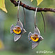 Silver Migratory Bird Earrings, amber. Earrings. dikoobraz. My Livemaster. Фото №4