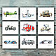 Cars Plane Train 9 pieces children's room decor Paintings for boy, Pictures, St. Petersburg,  Фото №1