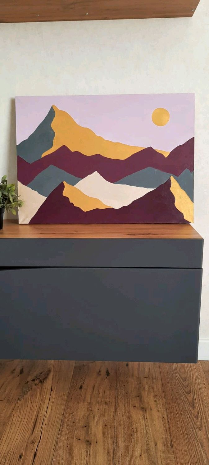 Картина живопись Горы абстракция (с золотой поталью) 50х70 в интернет ...