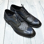 Обувь ручной работы handmade. Livemaster - original item Classic men`s shoes, made of ostrich leather and genuine leather.. Handmade.