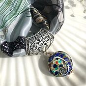 Украшения handmade. Livemaster - original item The mystery of VAN GOGH`s L turquoise Majorica pearl, lampwork. ULTRAMARINE. Handmade.