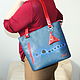 Leather woman blue bag tote "Miro.Blue 2". Tote Bag. Leather  Art  Phantasy. Online shopping on My Livemaster.  Фото №2