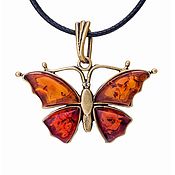Украшения handmade. Livemaster - original item Amber Butterfly Pendant pendant on a cord or chain. Handmade.