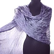 Аксессуары handmade. Livemaster - original item Scarf gray lilac women`s silk stole pressed. Handmade.