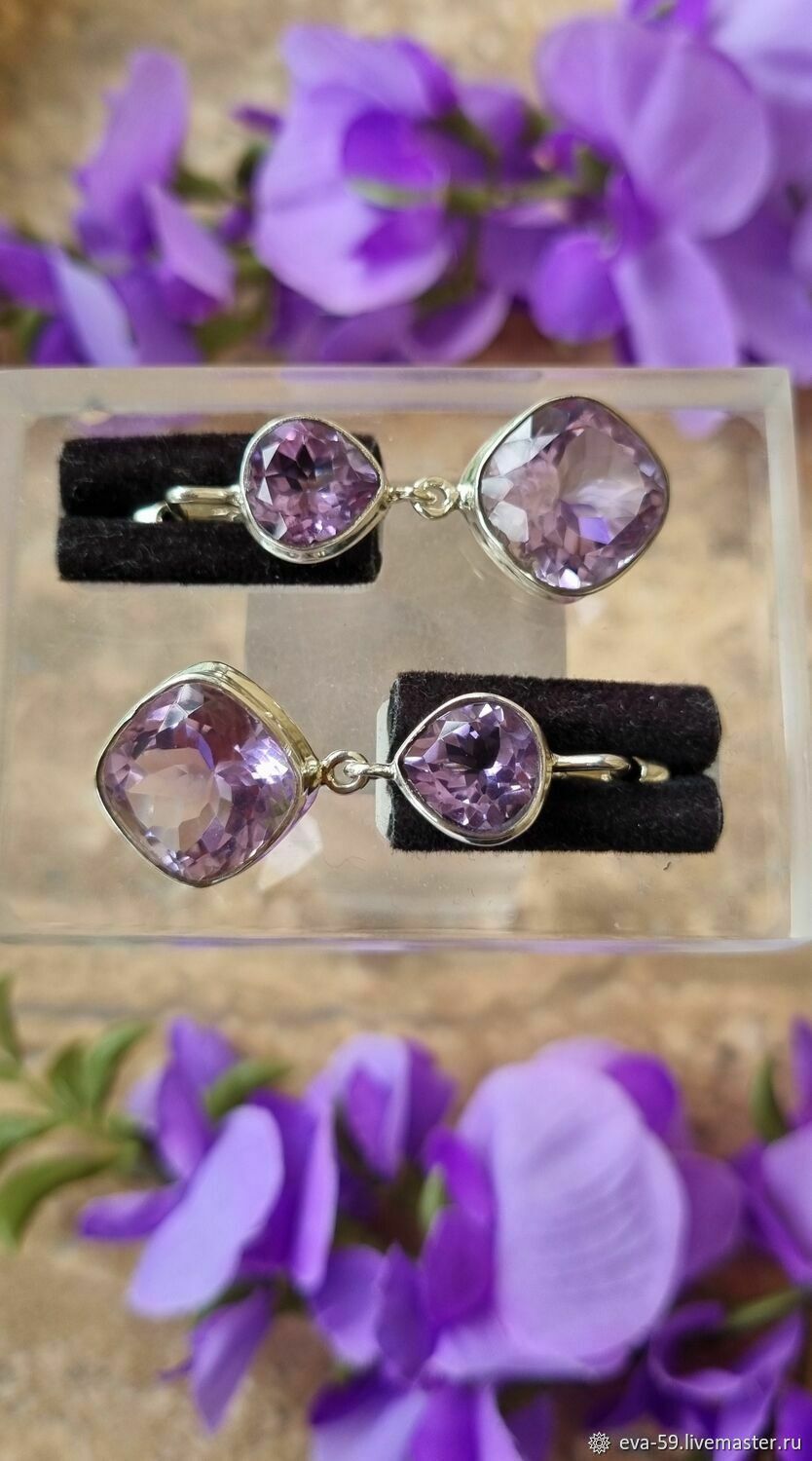 Серебряные серьги с аметистом купить в интернет-магазине Ярмарка ...