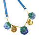 Quartz leather necklace, blue necklace with natural stones. Necklace. Irina Moro. My Livemaster. Фото №6