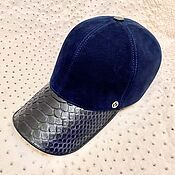 Аксессуары handmade. Livemaster - original item Baseball cap made of genuine Python leather and suede, in stock!. Handmade.