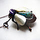 Wire wrapped pendant "A fly", copper, mother of pearl, amethyst, Pendants, St. Petersburg,  Фото №1