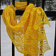 Big yellow knitted scarf, stole 'Autumn wind'. Scarves. IRINA GRUDKINA Handmade Knitwear. My Livemaster. Фото №4