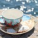 Order Tea porcelain couple 'Velvet season'. KASTdecor. Livemaster. . Single Tea Sets Фото №3
