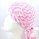 Women's bandana made of 100% cotton, white with pink