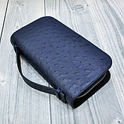 Сумки и аксессуары handmade. Livemaster - original item Genuine ostrich leather purse in dark blue color!. Handmade.