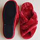 Red sheepskin Slippers for women ' Crosswise'. Slippers. Warm gift. Online shopping on My Livemaster.  Фото №2