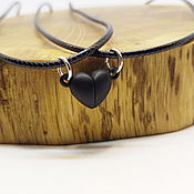 Украшения handmade. Livemaster - original item Black Heart pendant made of two halves. Handmade.