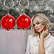 Серьги-пузыри из муранского стекла Bubbles красные, Серьги-кольца, Ижевск,  Фото №1