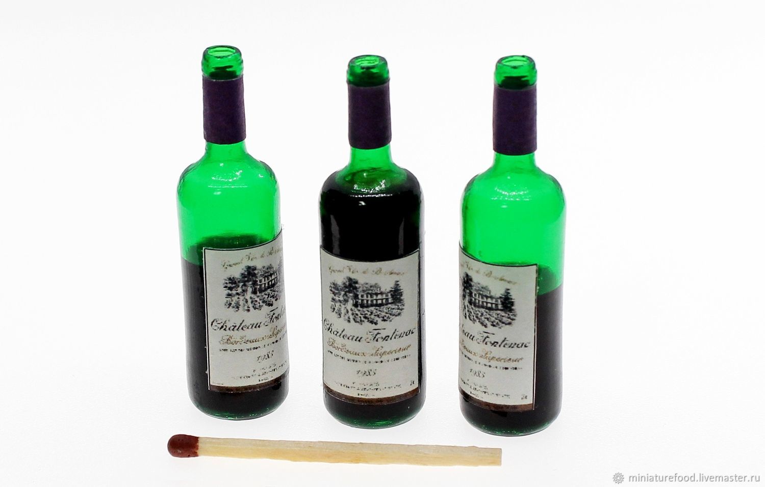 Dollhouse food: Set a bottle of wine and two glasses of wine – купить на Ярмарке Мастеров – JZ9C2COM | Dishes for dolls, Saratov