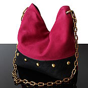 Сумки и аксессуары handmade. Livemaster - original item Crossbody bag: Magenta Suede Handbag with Chain. Handmade.
