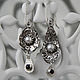 Boho style silver earrings with pearls and garnets, Earrings, Tomsk,  Фото №1