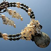 Украшения handmade. Livemaster - original item May`s garden necklace and earrings dendroidal pearl crystal. Handmade.