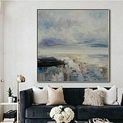 Картина маслом на холсте "Неспокойное море" Морской пейзаж