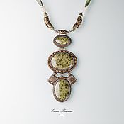 Украшения handmade. Livemaster - original item green. Green Serpentine and pearls. Necklace Green. Handmade.