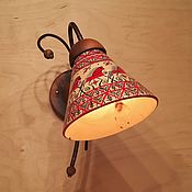 Для дома и интерьера handmade. Livemaster - original item Wall lamp made of wood, ceramics and copper with Mezen painting. Handmade.