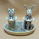 White rabbit and Cheshire Cat, Salt and pepper shakers, Moscow,  Фото №1