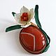 Order Brooch leather daffodil with carnelian. Shagree (Shagree). Livemaster. . Brooches Фото №3