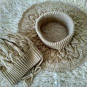 Аксессуары handmade. Livemaster - original item Hat beige double-knit elastic and snap bib. Handmade.