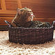 Круглая плетеная лежанка для кошки с ручками. Корзины. Плетеные корзины. Интернет-магазин Ярмарка Мастеров.  Фото №2
