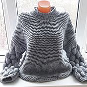 Одежда handmade. Livemaster - original item Sweater bomber jacket volume gray sweater for woman large knitted. Handmade.
