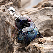 Украшения handmade. Livemaster - original item Cosmos heart - lampwork glass pendant - black blue. Handmade.