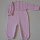 Knitted soft pink romper with a pattern of braids, Overall for children, Moscow,  Фото №1