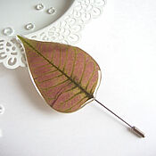 Украшения handmade. Livemaster - original item Brooch Needle Pink Green Leaf Real Boho Resin Jewelry Leaf. Handmade.