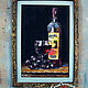 Still life with a bottle of wine watercolor pastel in a frame TART WINE. Pictures. pictures & decor of TanyaSeptember. Online shopping on My Livemaster.  Фото №2