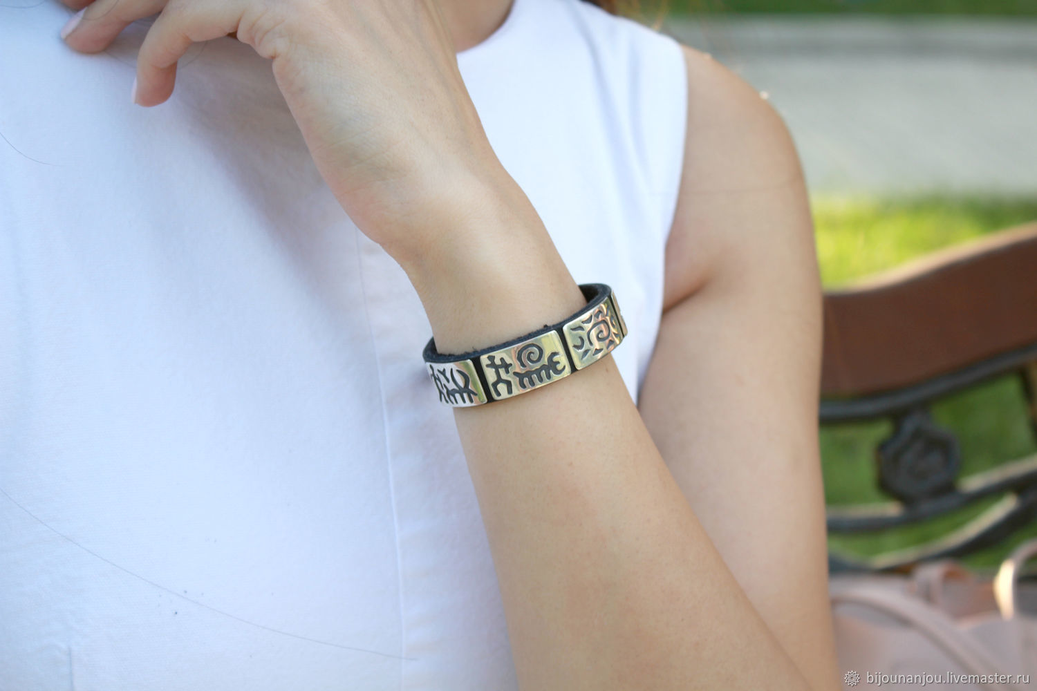 Men's, women's leather bracelet with silver inserts RO0001, Bead bracelet, Yerevan,  Фото №1