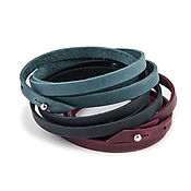 Украшения handmade. Livemaster - original item Leather bracelet wrapped in three turns with adjustable long. Handmade.
