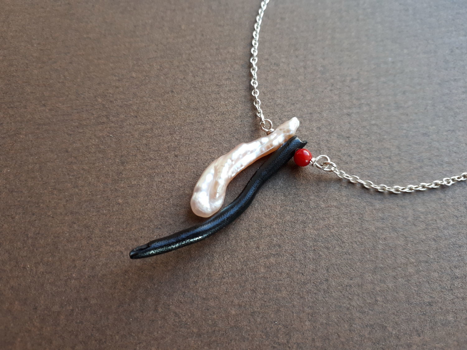 Trio. Neomodernism. Pendant with pearl and coral, Pendants, St. Petersburg,  Фото №1