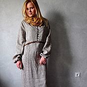 Одежда handmade. Livemaster - original item Dress long melange linen hippie style. Handmade.