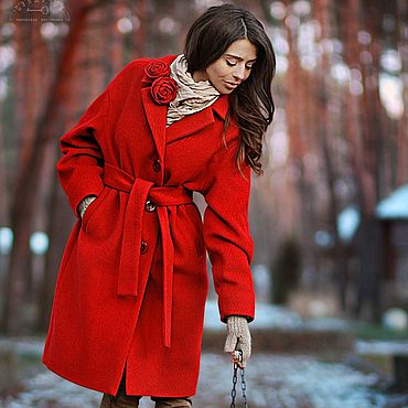 С чем носить красное пальто (оверсайз, с мехом, длинное) - фото 
