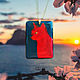 Transparent pendant 'Thought the cat,' resin Jewelry Red blue, Pendants, Engels,  Фото №1