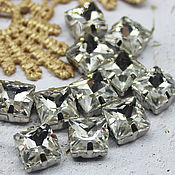 Стразы 14х10 мм Черный бриллиант в золотых и серебряных оправах