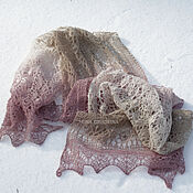 Аксессуары handmade. Livemaster - original item Pure wool scarf, stole (pink-beige). Handmade.