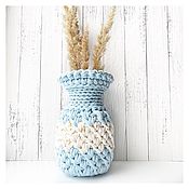 Set of baskets made of knitted yarn 3 PCs