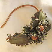 Украшения handmade. Livemaster - original item Jewelry made of leather flowers.Leather floral headband THREE wishes. Handmade.