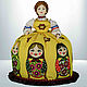 Баба на чайник кукла грелка Рост 34 см Яркая жёлтая юбка с матрёшками, Чехол на чайник, Москва,  Фото №1
