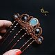 Order Hair comb with chalcedony blue stone 'CLEAN' 2. Del-moro. Livemaster. . Comb Фото №3
